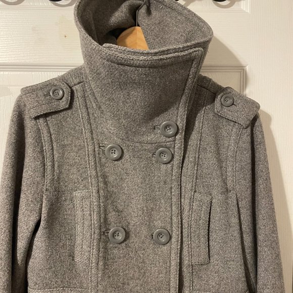 Grey Wool Pea Coat Great Condition - Picture 5 of 5